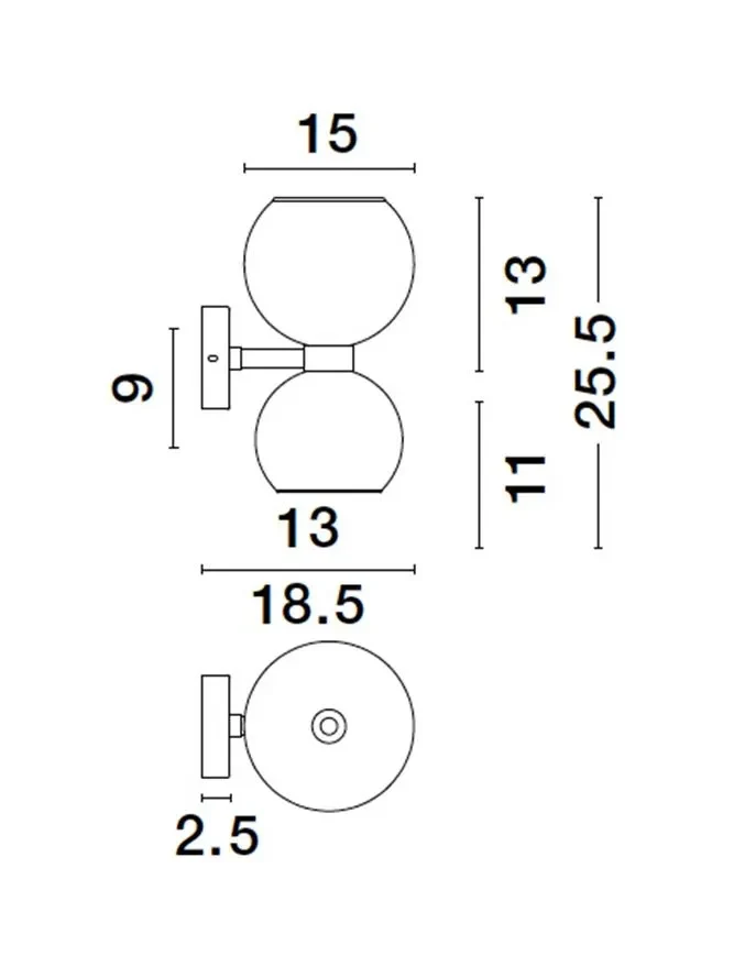 Aplică PALMER E14, 2x5 W, 230 V, IP20, metal și sticlă 8