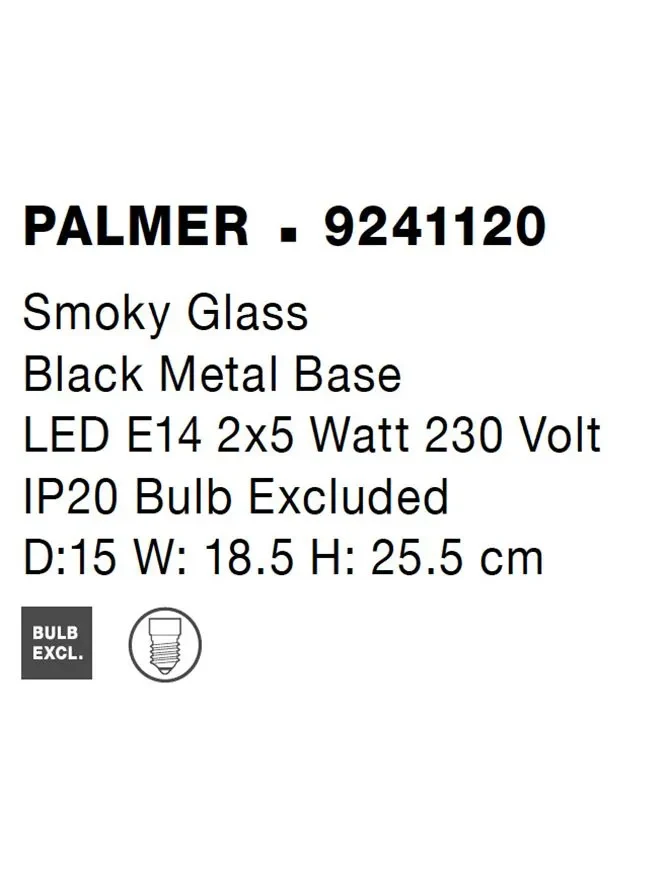 Aplică PALMER E14, 2x5 W, 230 V, IP20, metal și sticlă 9