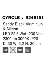 Aplică CYRCLE LED 23 W, 230 V, 2300 lm, 3000K, IP20, aluminiu și silicon 12