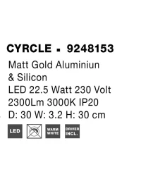 Aplică CYRCLE LED 23 W, 230 V, 2300 lm, 3000K, IP20, aluminiu și silicon 16