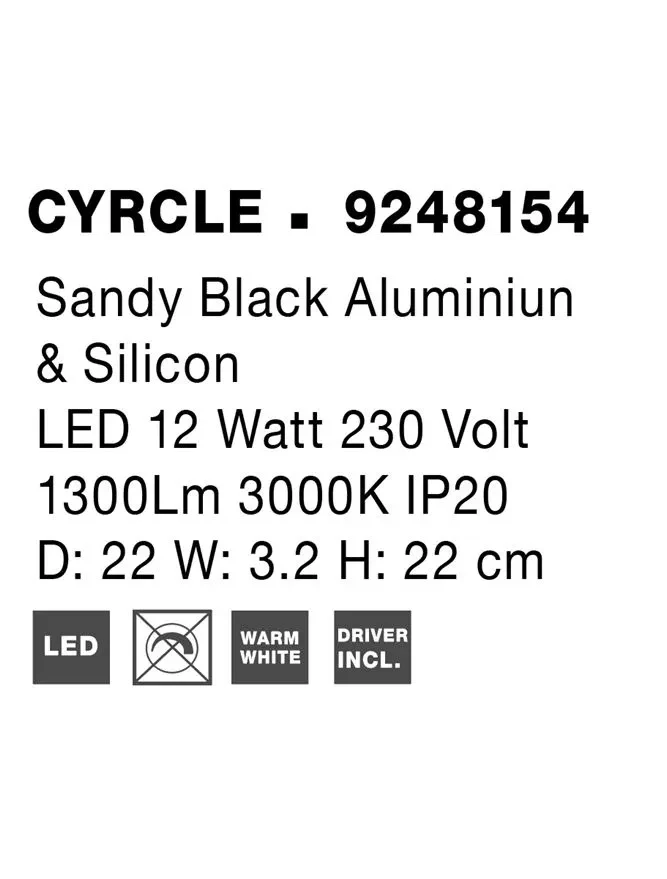 Aplică CYRCLE LED 12 W, 230 V, 1300 lm, 3000K, IP20, aluminiu și silicon 10