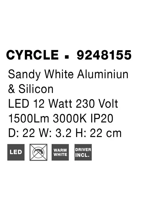 Aplică CYRCLE LED 12 W, 230 V, 1500 lm, 3000K, IP20, aluminiu și silicon 9
