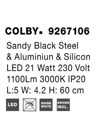 Aplică COLBY LED 21 W, 230 V, 1100 lm, 3000K, IP20, oțel și aluminiu 9