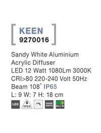 Aplică exterior KEEN LED 12 W, 220-240 V, 1080 lm, 3000K, IP65, aluminiu și acril 3
