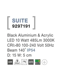 Aplică exterior SUITE LED 10 W, 100-240 V, 485 lm, 3000K, IP54, aluminiu și acril 4