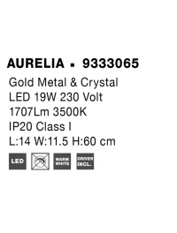 Aplică AURELIA LED 19 W, 230 V, 1707 lm, 3500K, IP20, cristal și metal 8