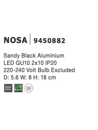 Aplică NOSA GU10, 2x10 W, 220-240 V, IP20, aluminiu 3