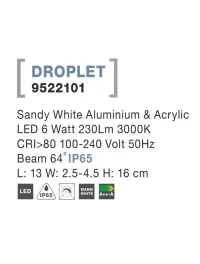 Aplică exterior DROPLET LED 6 W, 100-240 V, 230 lm, 3000K, IP65, aluminiu și acril 3