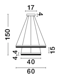 Suspensie ADRIA LED 97 W, 220 V, 9452 lm, 3000K, IP20, dimmabil Triac, aluminiu și alamă 2