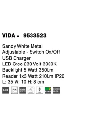 Aplică VIDA LED 5 W+3 W, 230 V, 350 lm+210 lm, 3000K, IP20 8