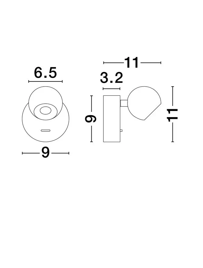 Aplică SFERA LED 6 W, 220-240 V, 576 lm, 3000K, IP20, oțel 10