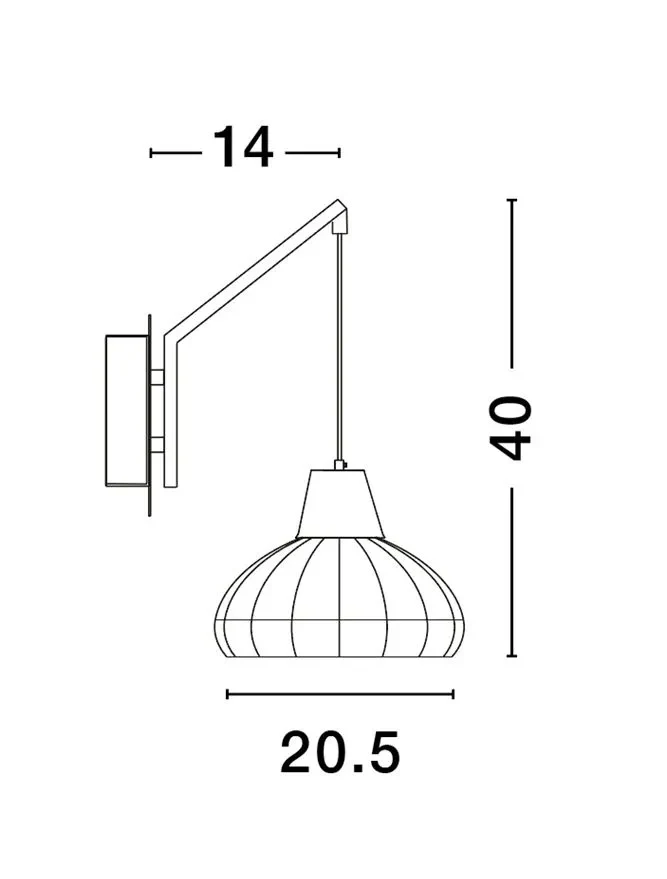 Aplică FADO E27, 1x12 W, 230 V, IP20, ratan 6