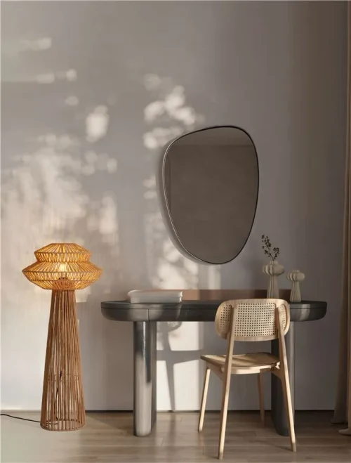 Lampadar NUA E27, 1x12 W, 100-240 V, IP20, textil, oțel și rope