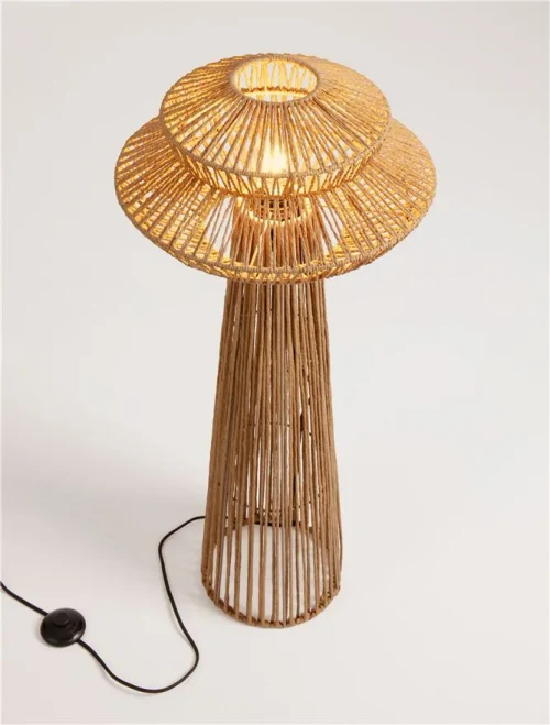 Lampadar NUA E27, 1x12 W, 100-240 V, IP20, textil, oțel și rope