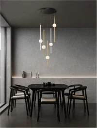 Suspensie ACROBAT LED 60 W, 230 V, 5589 lm, 3000K, IP20, aluminiu și sticlă