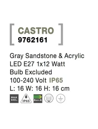 Aplică exterior CASTRO E27, 1x12 W, 100-240 V, IP65, acril și beton 7
