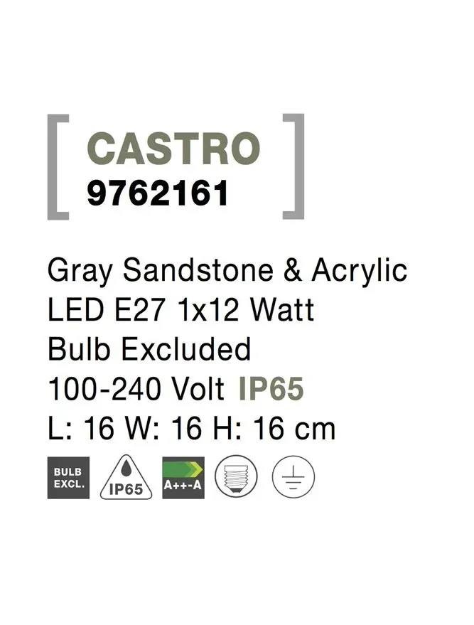 Aplică exterior CASTRO E27, 1x12 W, 100-240 V, IP65, acril și beton 7