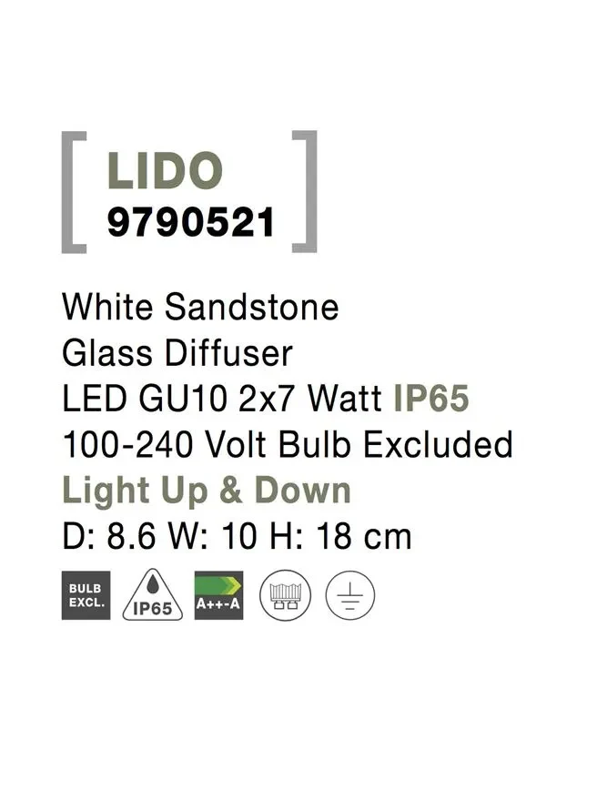 Aplică exterior LIDO GU10, 2x7 W, 100-240 V, IP65, beton și sticlă 9