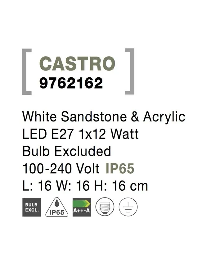 Aplică exterior CASTRO E27, 1x12 W, 100-240 V, IP65, acril și beton 8