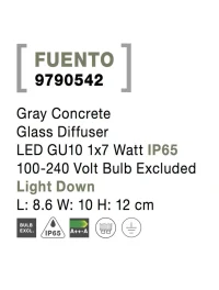 Aplică exterior FUENTO GU10, 1x7 W, 100-240 V, IP65, beton și sticlă 6