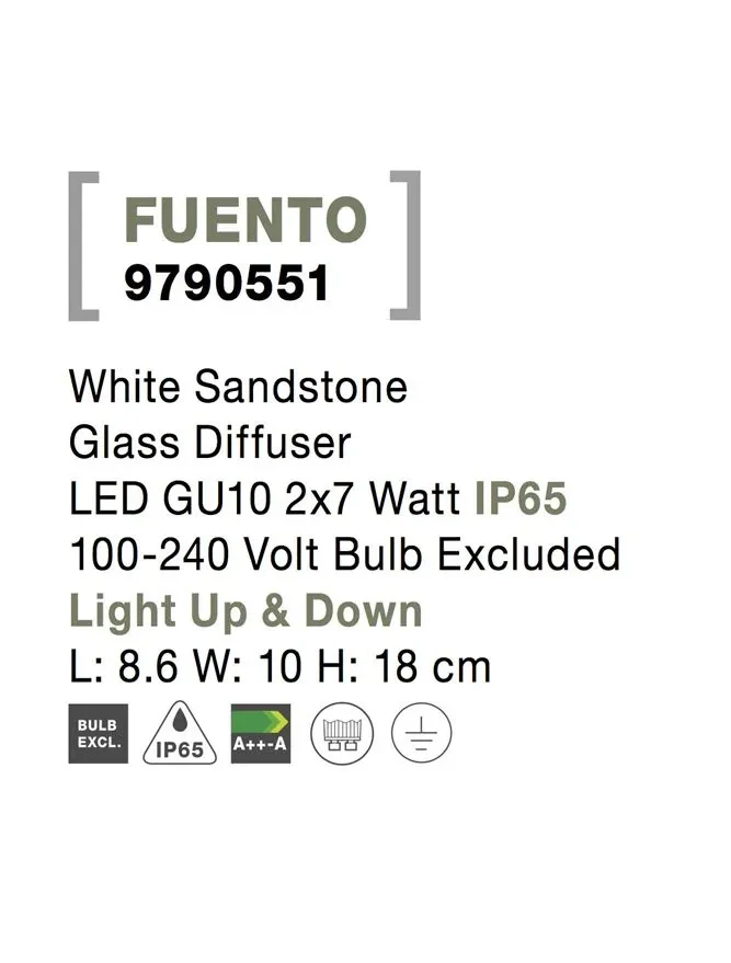 Aplică exterior FUENTO GU10, 2x7 W, 100-240 V, IP65, beton și sticlă 8