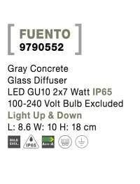 Aplică exterior FUENTO GU10, 2x7 W, 100-240 V, IP65, beton și sticlă 9