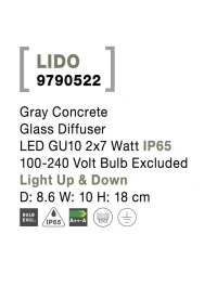Aplică exterior LIDO GU10, 2x7 W, 100-240 V, IP65, beton și sticlă 7