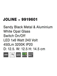 Aplică JOLINE LED 6 W, 230 V, 450 lm, 3200K, IP20, aluminiu, metal și sticlă 6