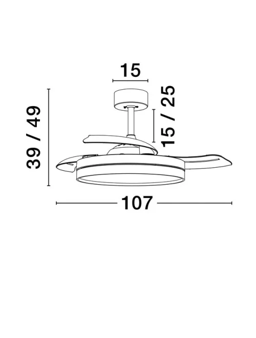 Ventilator NEVMA LED 36 W, 220-240 V, 4100 lm, 3000-4000-6500K, IP20, metal și ABS
