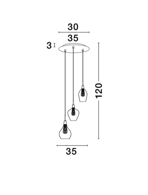 Suspensie FILO G9, 3x5 W, 220-240 V, IP20, aluminiu și sticlă