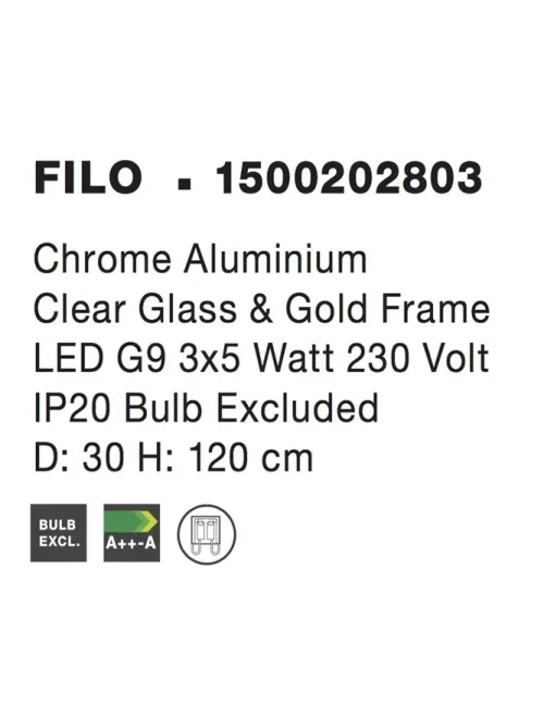 Suspensie FILO G9, 3x5 W, 220-240 V, IP20, aluminiu și sticlă