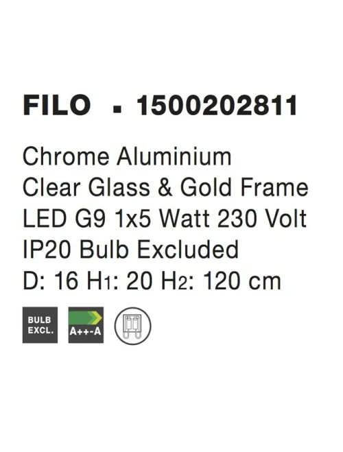 Suspensie FILO G9, 1x5 W, 220-240 V, IP20, aluminiu și sticlă