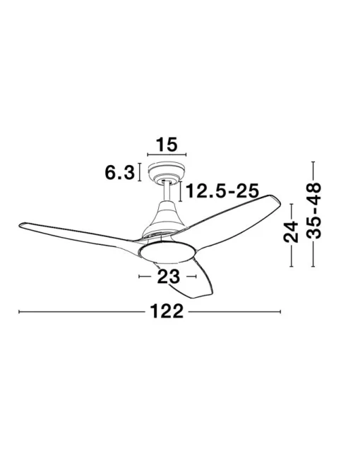 Ventilator SAMOA LED 40 W, 220-240 V, 700 lm, 3000K, IP20, oțel, sticlă și ABS