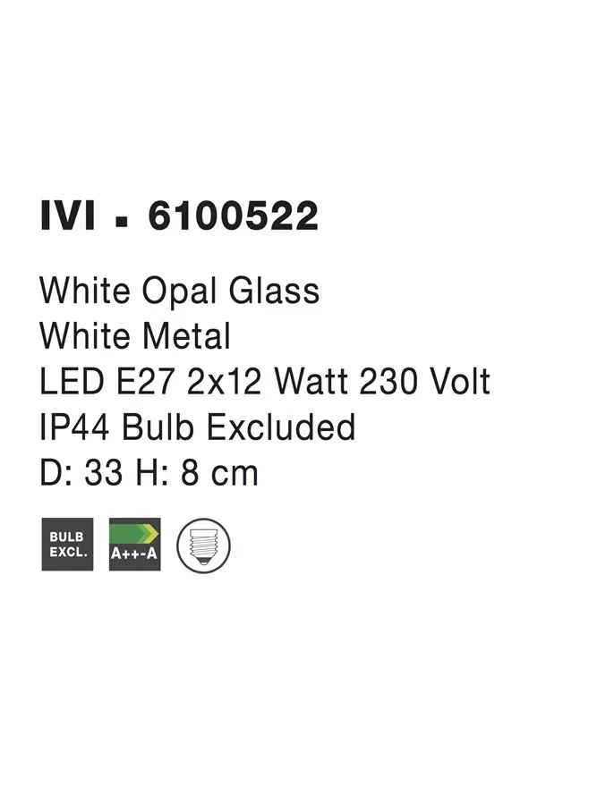 Plafonieră IVI E27, 2x12 W, 220-240 V, IP44, metal și sticlă 4