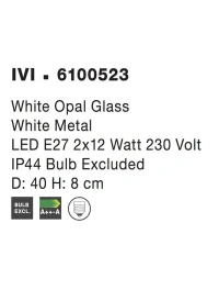 Plafonieră IVI E27, 2x12 W, 220-240 V, IP44, metal și sticlă 4