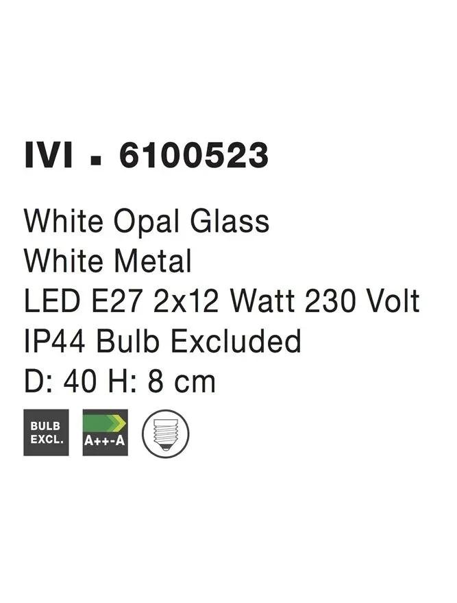 Plafonieră IVI E27, 2x12 W, 220-240 V, IP44, metal și sticlă 4