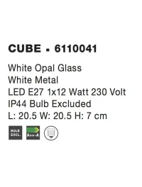 Plafonieră CUBE E27, 1x12 W, 220-240 V, IP44, metal și sticlă 4