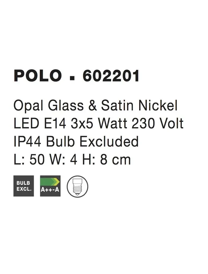 Aplică POLO E14, 3x5 W, 220-240 V, IP44, sticlă 4