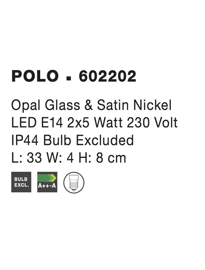 Aplică POLO E14, compatibil 2x40 W, 220-240 V, IP44, sticlă 4
