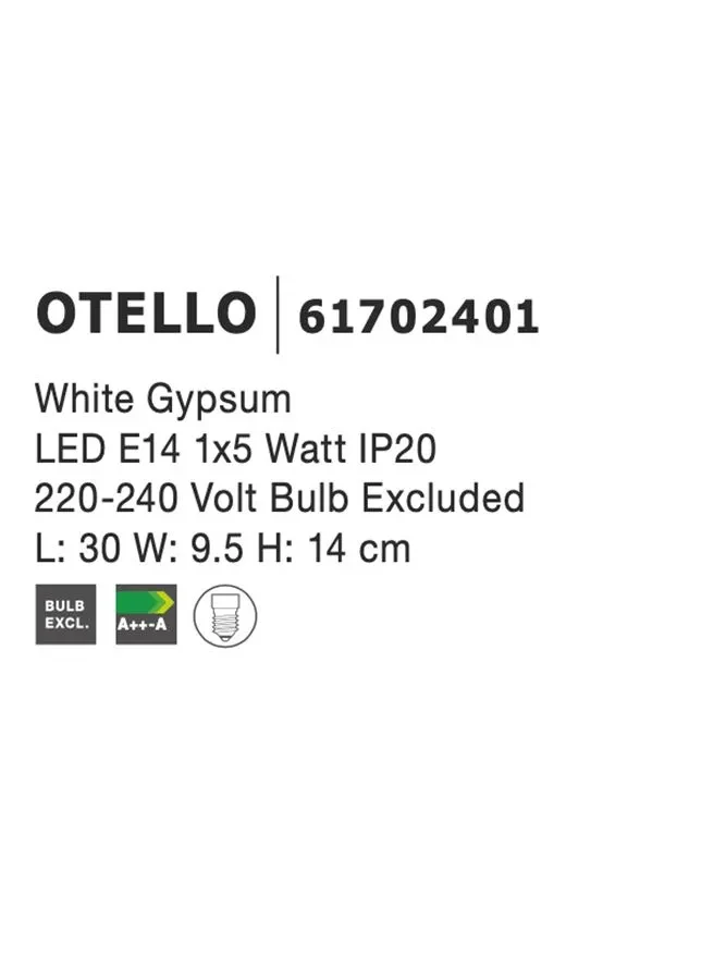 Aplică OTELLO E14, compatibil 1x40 W, 220-240 V, IP20, gips 3