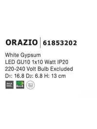 Aplică ORAZIO GU10, compatibil 1x50 W, 220-240 V, IP20, gips 3