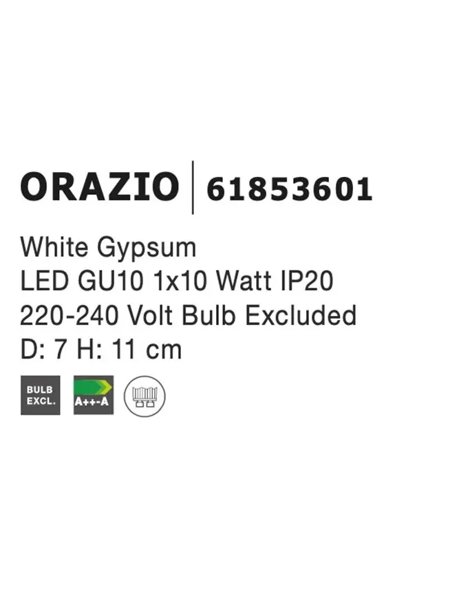 Aplică ORAZIO GU10, compatibil 1x50 W, 220-240 V, IP20, gips 4