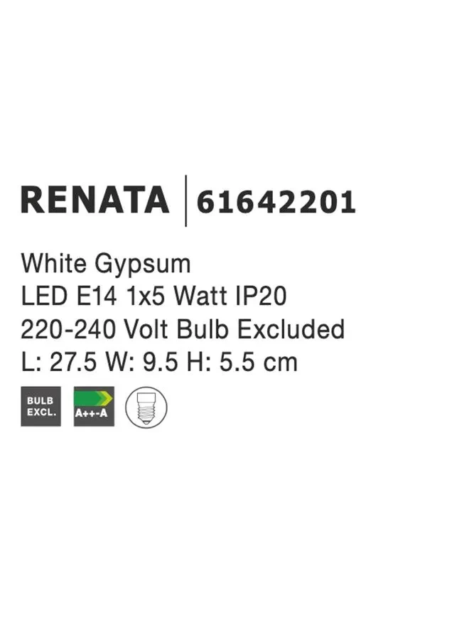 Aplică RENATA E14, compatibil 1x40 W, 220-240 V, IP20, gips 3