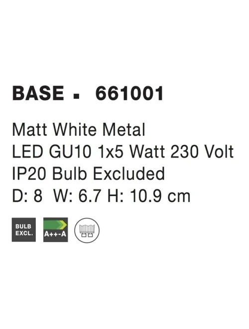 Proiector BASE GU10, 1x5 W, 220-240 V, IP20, metal