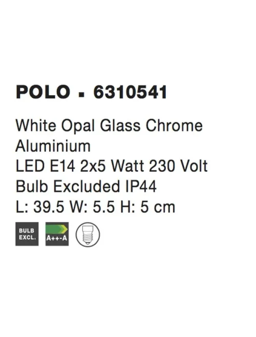Aplică CORB E14, 2x5 W, 220-240 V, IP44, aluminiu și sticlă