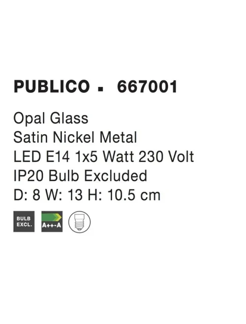 Proiector PUBLICO E14, 1x5 W, 220-240 V, IP20, metal și sticlă