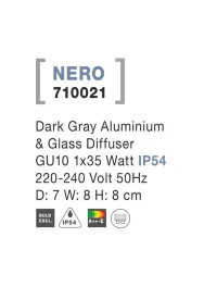Aplică exterior NERO GU10, compatibil 1x35 W, 220-240 V, IP54, aluminiu și sticlă 3