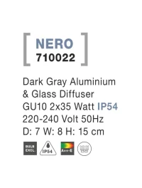 Aplică exterior NERO GU10, compatibil 2x35 W, 220-240 V, IP54, aluminiu și sticlă 4