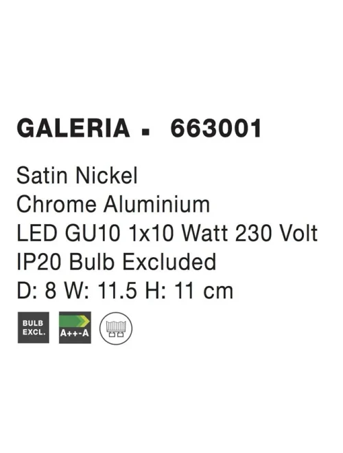 Proiector GALERIA GU10, 1x5 W, 230 V, IP20, aluminiu