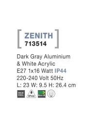 Aplică exterior ZENITH E27, compatibil 1x16 W, 220-240 V, IP44, aluminiu și acril 4